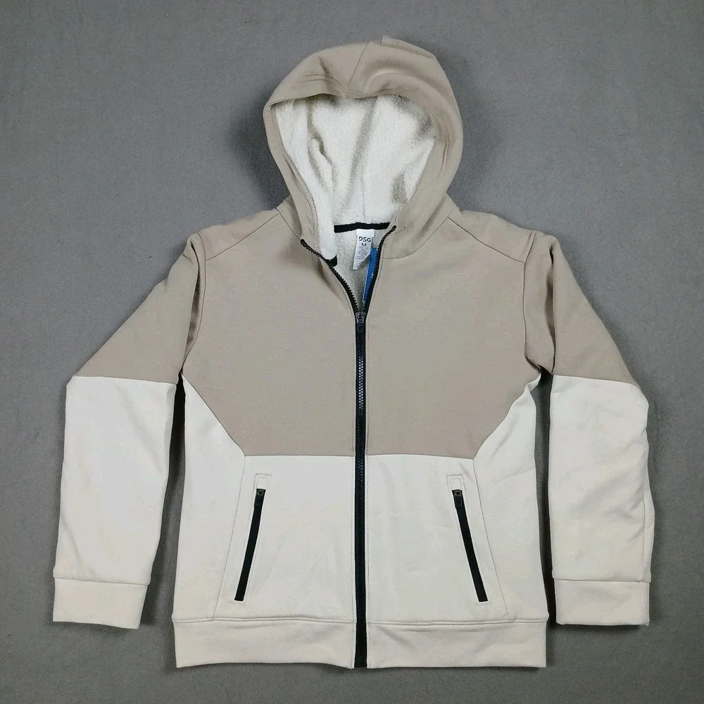 NWT DSG Boys Medium (10-12) Sport Sherpa Jacket Khaki‎ Sand Long Sleeve Full Zip